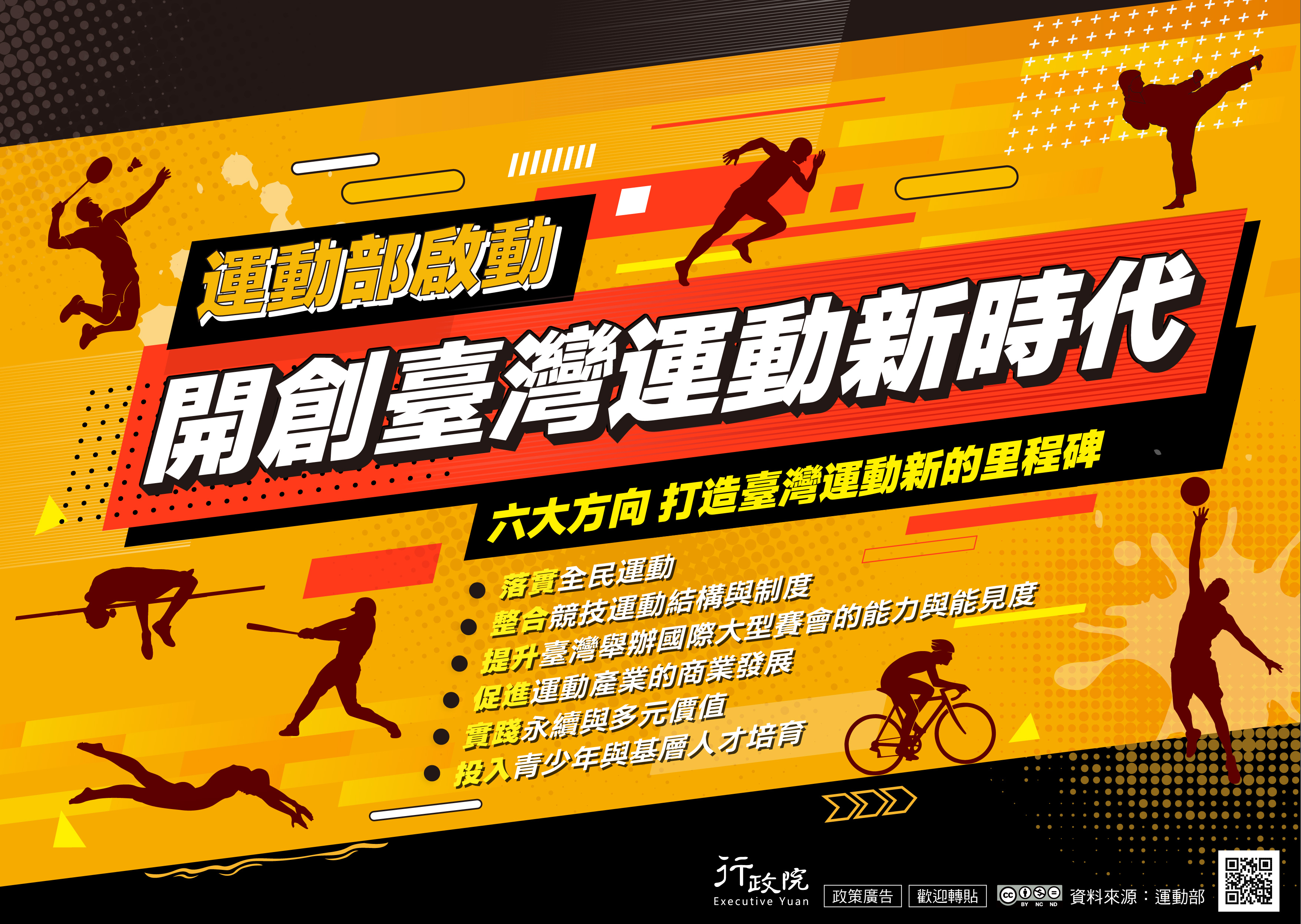 開創臺灣運動新時代，六大方向打造臺灣運動新里程碑。